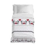 PENSIERI DELICATI Sprei 220 x 280 cm, 100% piqué-katoen, motief: grijze katjes