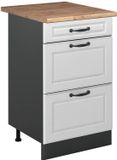 Vicco Keukenonderkast R-Line, Wit landelijk/Antraciet, 50 cm goudkleurig eiken werkblad