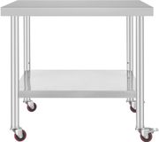 Merkloos / Sans marque Latios RVS Werktafel - Horeca Voedselbereidingstafel - 91 x 76 x 82 cm - 160 kg - Zilver