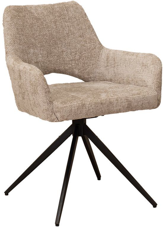 Giga Meubel Eetkamerstoel Josh - Stof/Metaal - Beige - Set van 2