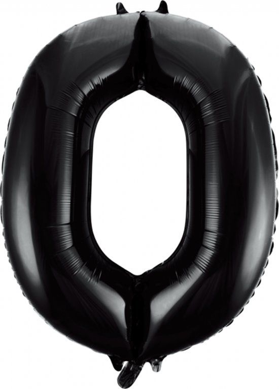Ballonnenparade Folie ballon cijfer 0 in het zwart 86 cm