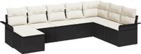 vidaXL Tuinbank Set 8-delig Zwart Polywood