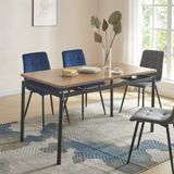 en.casa Hemnes Eettafel 140x80x75 cm eikenkleurig en zwart