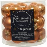 Decoris Kerstballen glas mix enamel-matt goud kroontje