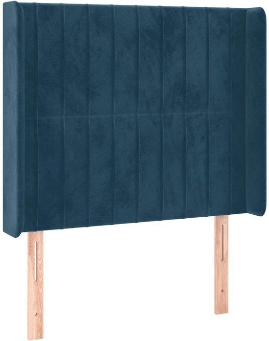 vidaXL Hoofdbord met randen fluweel donkerblauw 103x16x118/128 cm