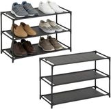 5five Schoenenrek Intissa - 2x - 3-laags - metaal/kunststof - 57 x 25 x 39 cm - voor 9 paar schoenen - zwart