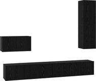 vidaXL Wand TV Kast Zwart Eiken Bewerkt Hout