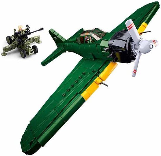4KidsOnly Sluban Army WWII Vliegtuig A6M Zero bouwspeelgoed – Constructiespeelgoed – bouwset met 560 bouwstenen – M38-B1108 – vanaf 8 jaar