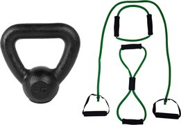 Tunturi - Fitness Set - Tubing Set Groen - Kettlebell 4 kg