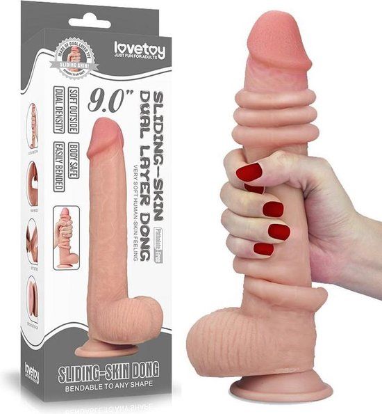 LoveToy - Sliding Skin Dildo 23 cm - Beige