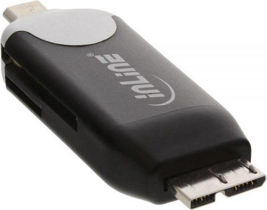 InLine 66779B Micro-USB OTG kaartlezer - Zwart