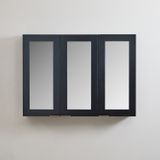 Hudson Reed Moderne Spiegelkast Hoekmontage 90cm x 65cm - Gris Noir | Poignées profilées en bronze brossé | Cluo