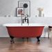 Richmond Baignoire îlot rétro à bord roulé – 173 cm x 78 cm – Rouge (Saffron Red) - Pieds noirs