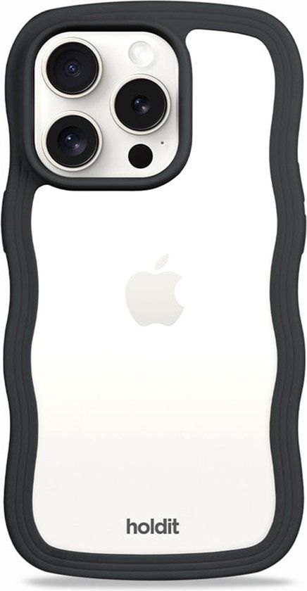 Holdit Wavy Case geschikt voor Apple iPhone 14 Pro Max - Black / Transparent