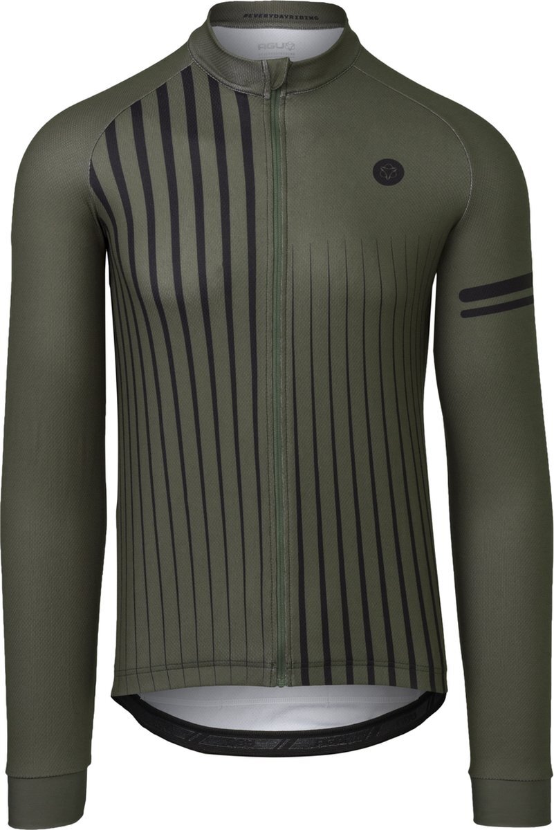 AGU Faded Stripe Fietsshirt Lange Mouwen Essential Heren - Army Green - Maat S