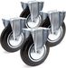 Wiltec Set van 4 wielen, diameter 200 mm, met massief rubberen wiel, metalen velg en montageplaat, belastbaar tot 150 kg per wiel. Apparaatwielen, meubelwielen, voor een stille werking