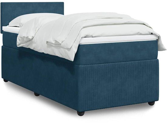 vidaXL Boxspring met matras fluweel blauw 90x190 cm