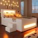 Flieks lit réglable 90x200 cm, revêtu de similicuir, lit d'enfant/lit simple avec tiroir et une échelle à deux marches, lit d'enfant avec protection anti-chute, PU, blanc