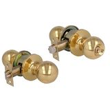 Amig - Kogelknopset - Met buitensleutel - Deurslot 60/70 mm - Rechte rand - Messing - Goudkleurige afwerking - Voor deuren van 35 tot 45 mm dik