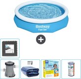 Bestway Fast Set Zwembad - 305 cm - Blauw - Inclusief Pomp, Solarzeil, Onderhoudspakket & Filter