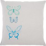 Vervaco Borduurkussen kit - 3 Vlinders in blauwe tinten - PN-0157407