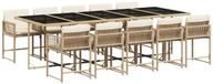 vidaXL Ensemble de jardin 11 pièces avec coussins, polyrotin, beige