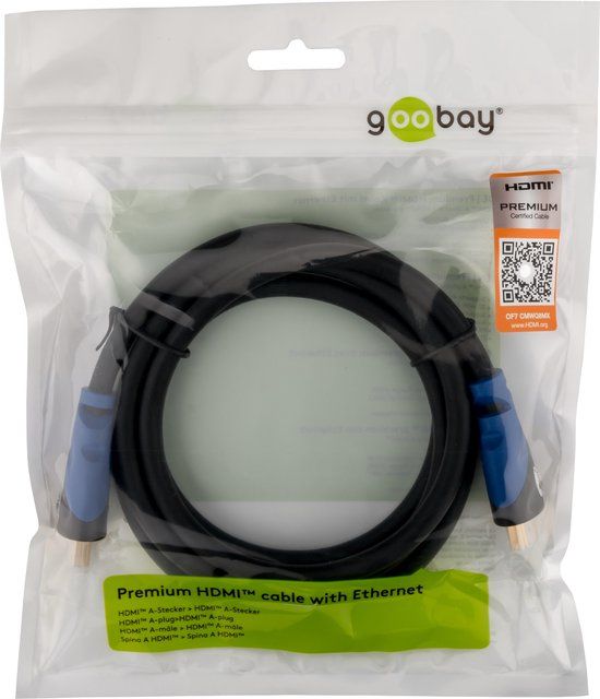 Goobay HDMI 2.0A Kabel - 0.5 meter - 4K 60Hz - Zwart - 10 stuks