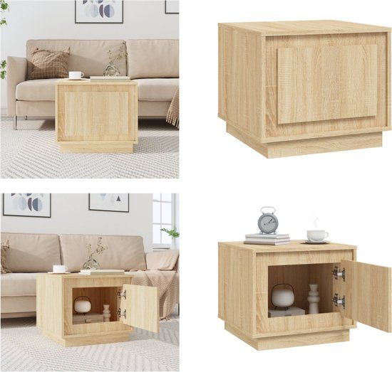 vidaXL Salontafel 51x50x44 cm Bewerkt Hout Sonoma Eikenkleurig