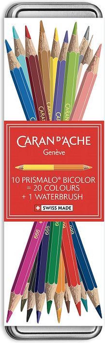 Caran d'Ache Caran dâ€™Ache Prismalo Giftbox met 10 potloden=20 kleuren en een waterkwast