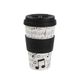 IDRINK - RPET Koffiemok met Opening en Siliconen Deksel, Gemakkelijk Mee Te Nemen, 435 ml Gerecyclede Kunststof Meeneembeker, 8,7 x 8,7 x 15 cm, 435 ml (MUSIC)