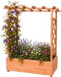 Merkloos Plantenbak met klimrek - 114x100x44 cm - hout - oranje