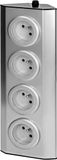 Electraline 35469 Keukenstekkerdoos voor bekabeling van roestvrij staal, 4 Franse stopcontacten, 16 A, 2P+T