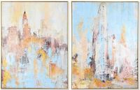 DKD Home Decor Stad Schilderij 60 x 3,5 x 80 cm (2 Stuks)