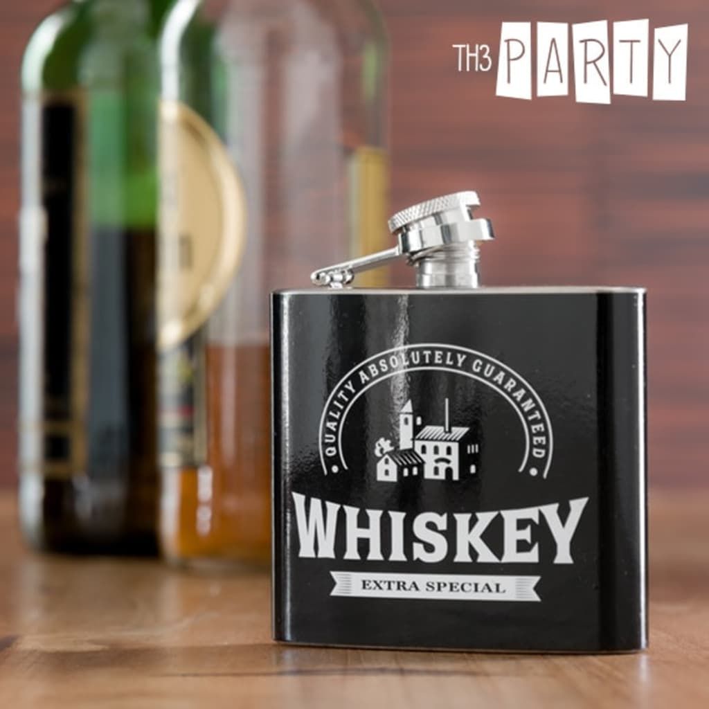 TH3 Party Metalen Veldfles - Bourbon - Zwart - Staal