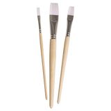 Rayher Hobby 37319000 Chalky Finish Basic Set van 3 platte kwasten met houten handvat, aluminium huls, synthetische borstelharen