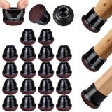 Euqvunn Stoelpoot Beschermers, 18 Stuks Stoelbeen Caps met Viltpads, Zwarte Ronde TPE Hoezen voor Houten Vloeren, Meubelpoot Beschermers om Vloeren te Beschermen Tegen Krassen (Geschikt voor: 15-25 mm)