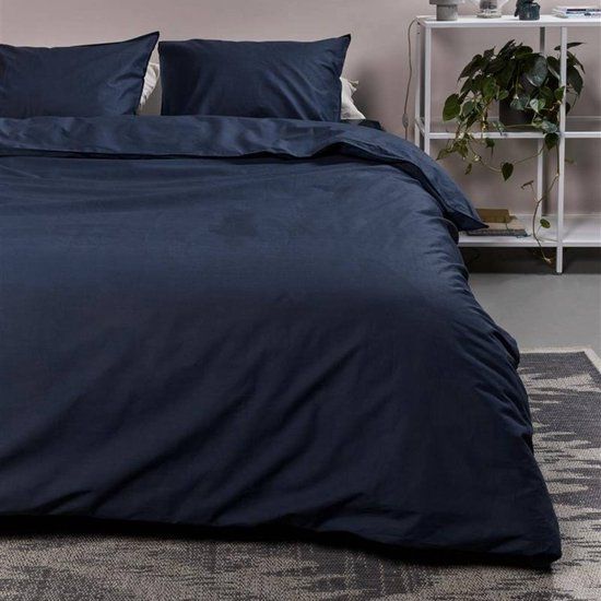 Ambiante Cotton Uni Dekbedovertrek - Eenpersoons - 140x200/220 - Donker Blauw