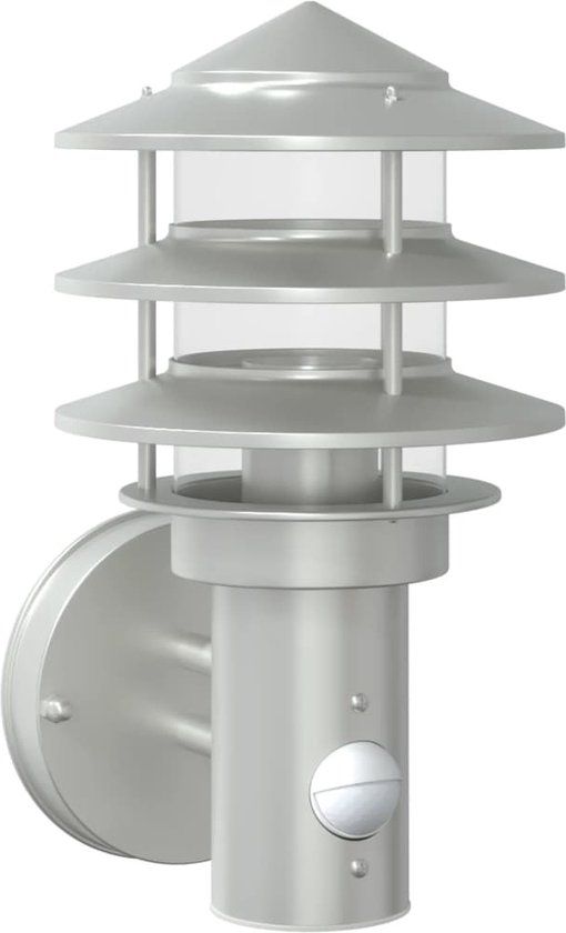 Buitenwandlamp met sensor roestvrij staal zilverkleurig