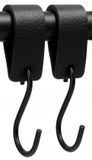 Brute Strength - Leren S-haak hangers - Zwart - 2 stuks