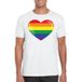 Bellatio Decorations Gay pride t-shirt met Regenboog vlag in hart wit heren XXL