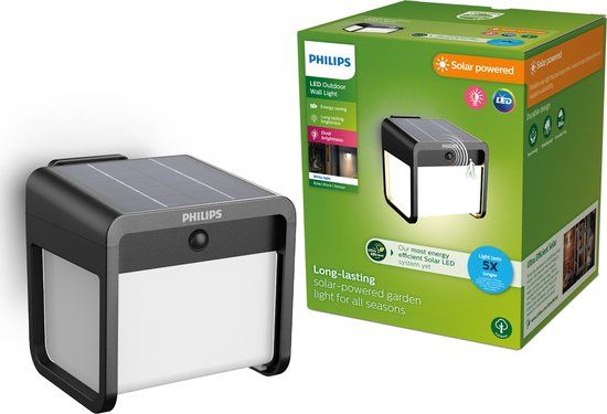 Philips LED Philips Ezra wandlamp - UltraEfficient LED - Solar buitenlamp - Zwart
