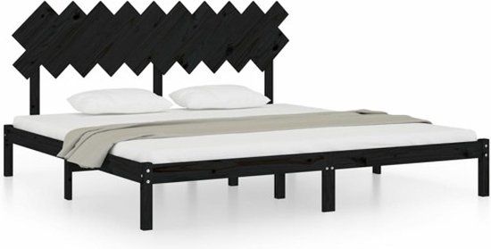 vidaXL Bedframe - massief hout - zwart - 200x200 cm