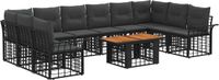 vidaXL - Tuinbank - Set - 2 zitplekken - Zwart - Polyrattan