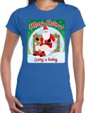 Bellatio Decorations Shoppartners Bv Fout Kerstshirt / t-shirt - Merry shitmas losing a turkey - blauw voor dames - kerstkleding / kerst outfit XL