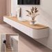 GARDEN HOUSE GARAGE Meuble TV mural Flottant avec tiroirs – Meuble TV Flottant 160 cm avec passe-câbles et espace de rangement – Blanc/Marron