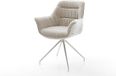 DELIFE Chaise rembourrée Kaira-Flex piètement croisé conique acier inoxydable tissu tissé beige