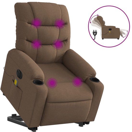 vidaXL Sta-op-massagestoel elektrisch verstelbaar stof bruin