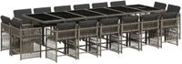 vidaXL 17-delige Tuinset met Kussens, Grijs, Polyrotan