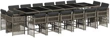vidaXL 17-delige Tuinset met Kussens, Grijs, Polyrotan