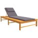 Acacia Transat Bain De Soleil Et Coussin/oreiller Gris Foncé Bois Massif